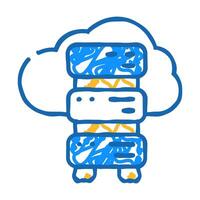 saas software and data center icon doodle illustration vector
