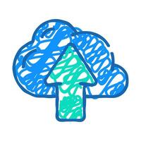 upload file in cloud storage icon doodle illustration vector