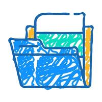 folder with digital file icon doodle illustration vector