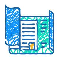 blueprint architect paperwork icon doodle illustration vector