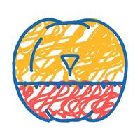timer in shape of tomato icon doodle illustration vector