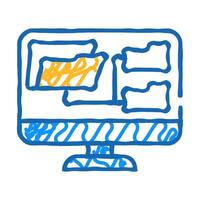 computer folder icon doodle illustration vector