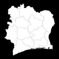 Ivory Coast map with administrative divisions. illustration. vector