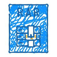 rar file format document icon doodle illustration vector