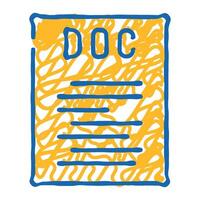 doc file format document icon doodle illustration vector