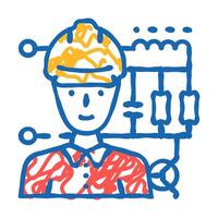 electronics engineer worker icon doodle illustration vector