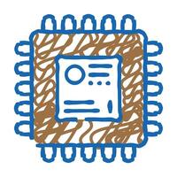 microcontroller electronic component icon doodle illustration vector