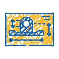 technical drawing mechanical engineer icon doodle illustration vector