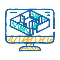 3d modeling architectural drafter icon doodle illustration vector