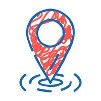 pointer red map location icon doodle illustration vector