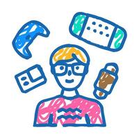 gadget geek tech enthusiast icon doodle illustration vector