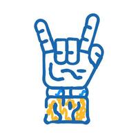 rock and roll robot hand gesture icon doodle illustration vector