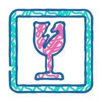 fragile product label warning icon doodle illustration vector