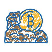 cryptocurrency mining icon doodle illustration vector