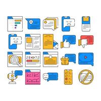 Client Review Feedback Collection Icons Set vector