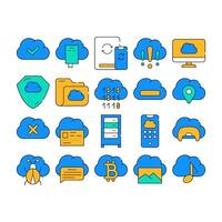 Cloud Service Storage Collection Icons Set vector