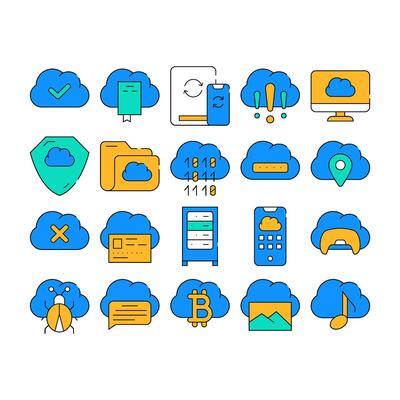 Cloud Service Storage Collection Icons Set
