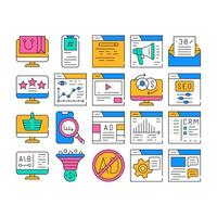 Digital Marketing Collection Icons Set Illustrations vector