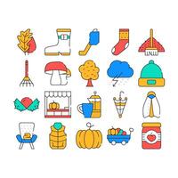 Autumn Season Objects Collection Icons Set vector