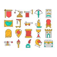 Medieval Middle Age Collection Icons Set vector