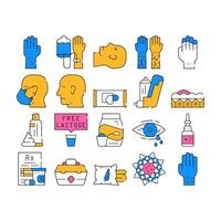 Allergy Health Problem Collection Icons Set vector