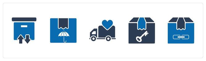 A set of 5 Business icon as delivery message, forward parcel, favorite delivery vector