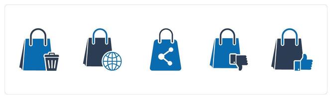 A set of 5 Business icon as remove bag, global shopping, share shopping vector