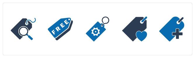 A set of 5 Business icon as search tag, free tag, tag setting vector