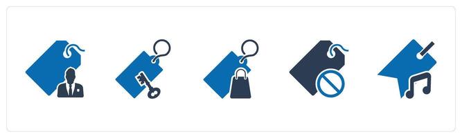 A set of 5 Business icon as user tag, key tag, shopping tag vector