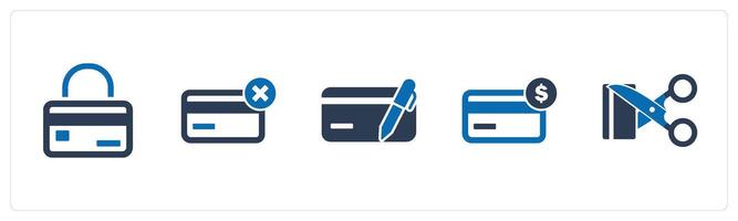 A set of 5 Business icon as card security, remove card, edit card vector