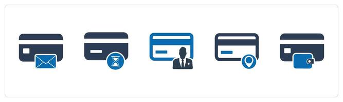 A set of 5 Business icon as card message, shopping time, card owner vector