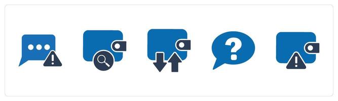 A set of 5 Business icon as message error, search money, synchronize wallet vector