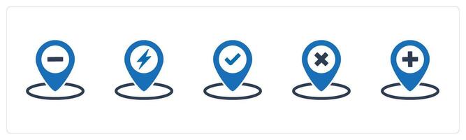 A set of 5 Business icon as remove location, location, approved location vector
