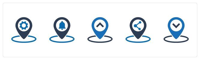 A set of 5 Business icon as location setting, location notification, location vector