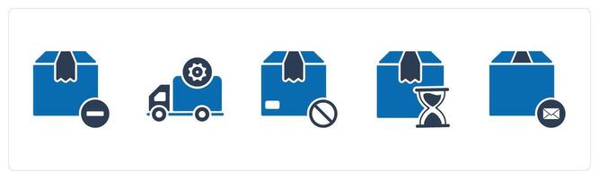 A set of 5 Business icon as reduce item, delivery prohibited, delivery process time vector