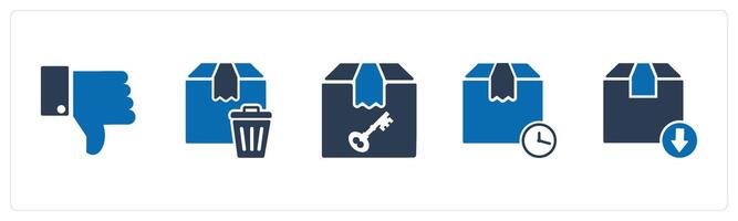 A set of 5 Business icon as thumbs up, trash order, delivery returned vector
