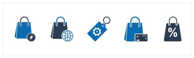 A set of 5 Business icon as fast shopping, global shopping, tag setting vector