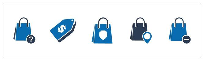 A set of 5 Business icon as shopping query, price tag, shopping security vector