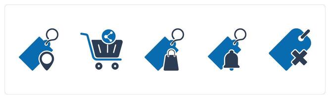 A set of 5 Business icon as tag location, share cart, shopping tag vector