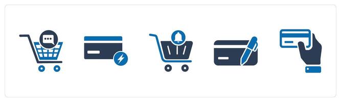 A set of 5 Business icon as cart message, fast card, cart notification vector