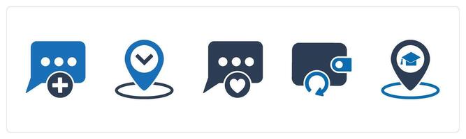 A set of 5 Business icons as add message, location, favprite message vector