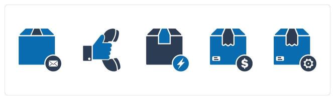 A set of 5 Business icons as order email, phone receiver, flash deal vector