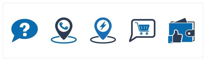 A set of 5 Business icons as question, call location, location vector