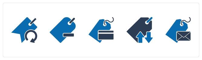 A set of 5 Business icons as refresh tag, remove tag, card tag vector