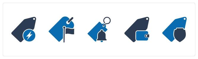 A set of 5 Business icons as fast tag, flag tag, tag notification vector