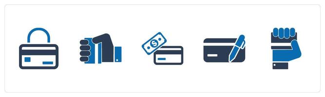 A set of 5 Business icons as card security, card in hand, payment method vector
