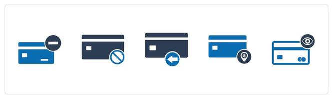A set of 5 Business icons as remove card, card prohibited, received card vector