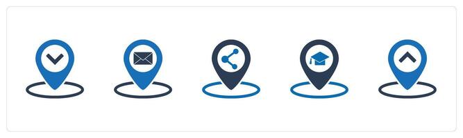 A set of 5 Business icons as location, message location, share location vector