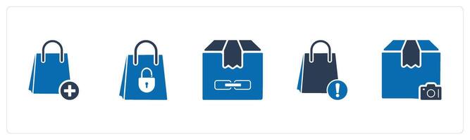 A set of 5 Business icons as add items, shopping security, education delivery vector