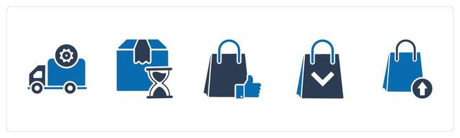 A set of 5 Business icons as delivery prohibited, delivery process time, like shopping vector